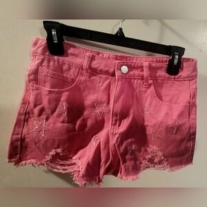 Pink Star Distressed Women's Jean Shorts